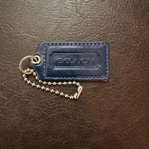 Coach Dark Blue Replacement Leather Hangtag Silver Chain 2.5 inches Long